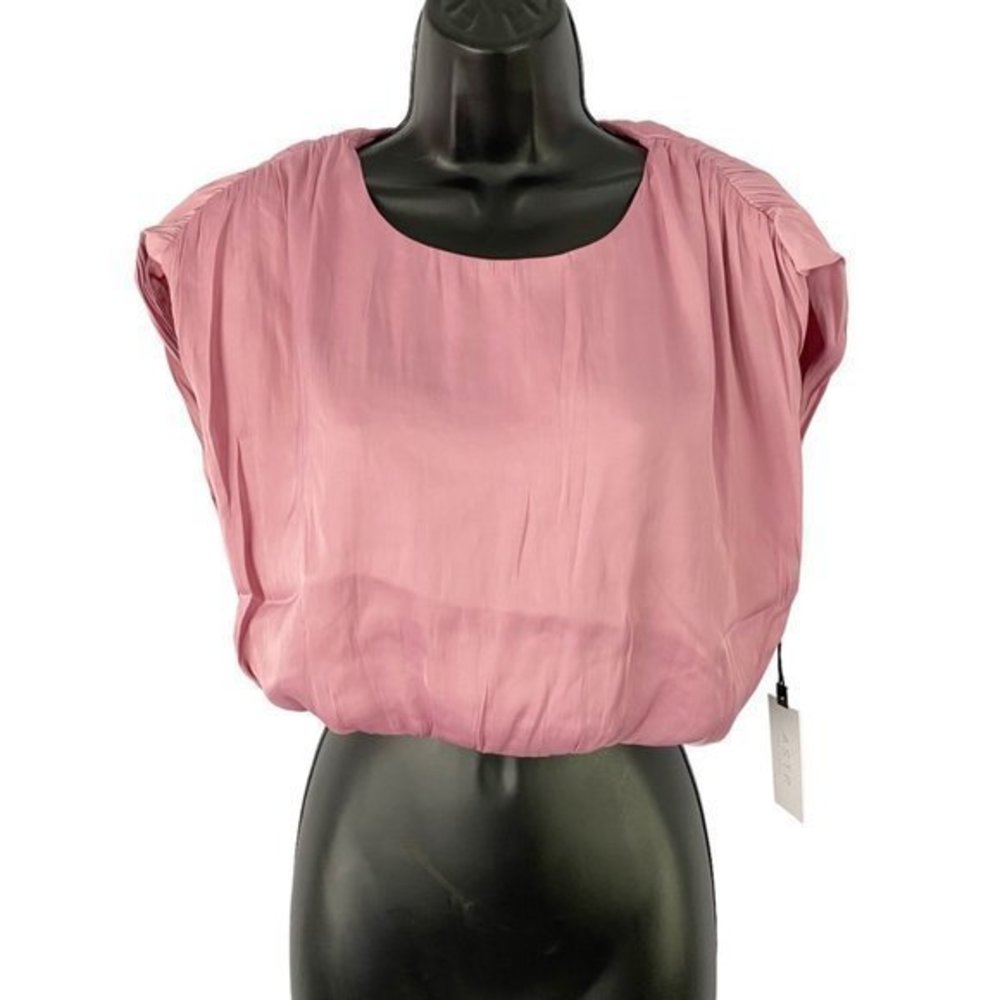 ASTR The Label Riva Crop Top Shirred Sleeves Pink